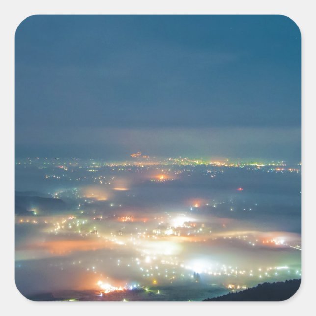 Sticker Carré Vue Nocturne Mer Nocturne Des Nuages Japon Kumamot (Devant)