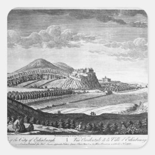 Sticker Carré Vue ouest de la ville d'Édimbourg, 1753