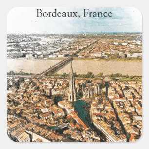 Sticker Carré Vue Panorama Bordeaux France