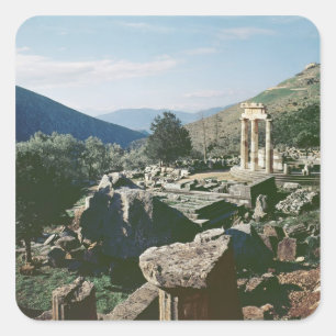 Sticker Carré Vue panoramique sur le site avec le temple tholos