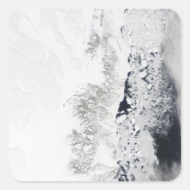 Sticker Carré Vue satellite de la côte est de Greenlan (Devant)