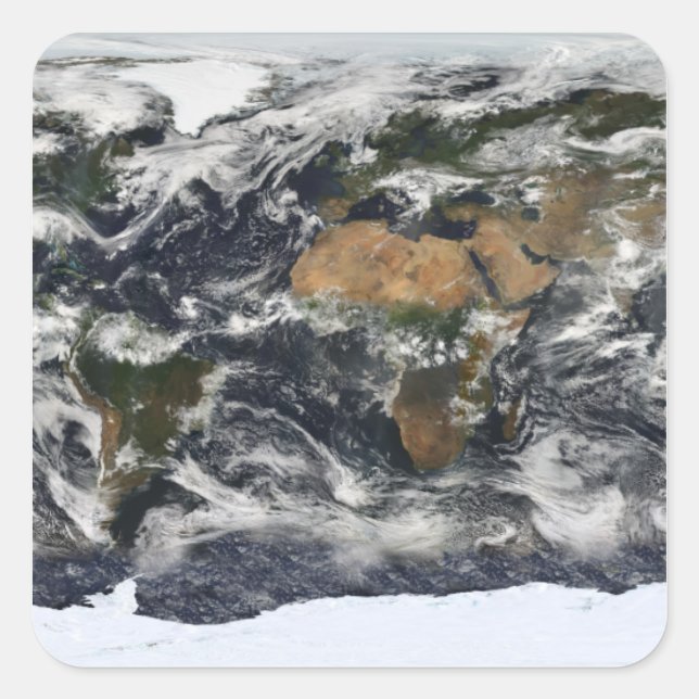 Sticker Carré Vue satellite détaillée de la Terre (Devant)