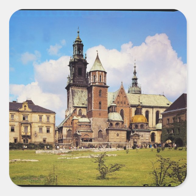 Sticker Carré Vue sur la cathédrale de Wawel (Devant)