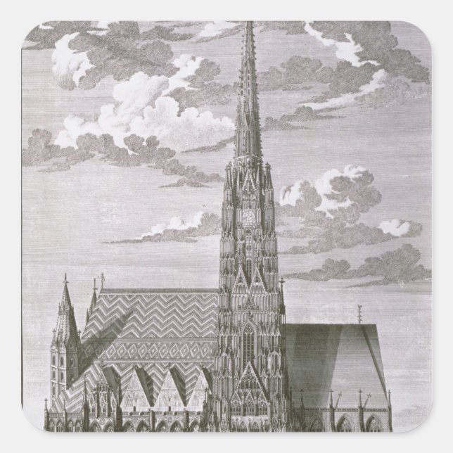 Sticker Carré Vue sur la cathédrale Saint-Étienne (Devant)