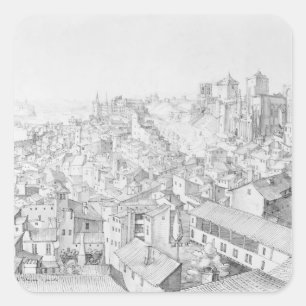 Sticker Carré Vue sur la ville d'Avignon et ses environs