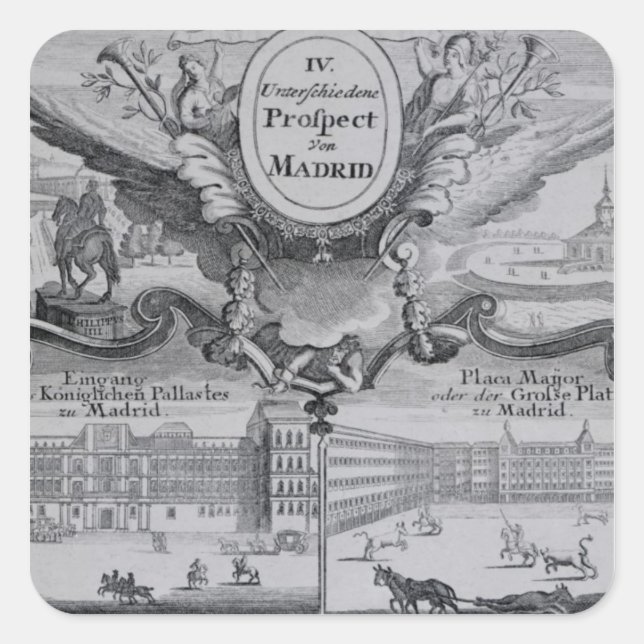 Sticker Carré Vue sur la ville de Madrid (Devant)