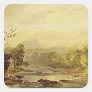 Sticker Carré Vue sur le Brathay près d'Ambleside (avec c/c sur 