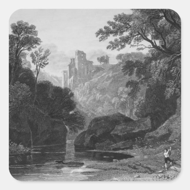 Sticker Carré Vue sur le château de Roslin (Devant)