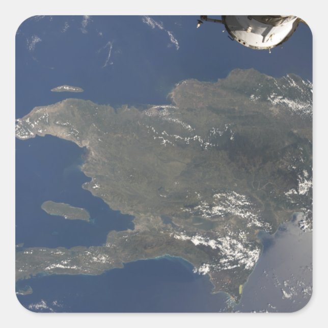 Sticker Carré Vue sur l'île caribéenne d'Hispaniola (Devant)