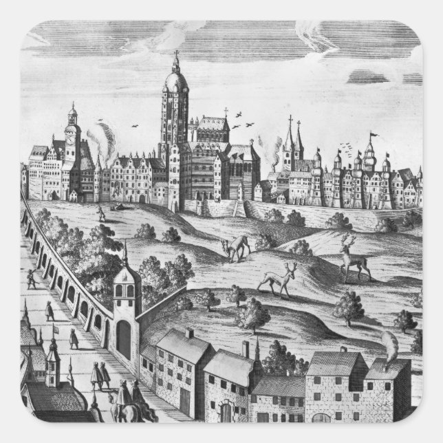 Sticker Carré Vue sur Prague montrant le Palais Impérial et le (Devant)