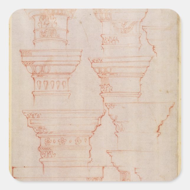Sticker Carré W.18v Étude des capitales de colonne (Devant)