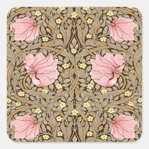 Sticker Carré W Morris Pimpernel Motif en Pink & Sepia