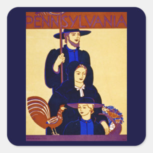 Sticker Carré W.P.A. Pennsylvania Travel Poster Vintage