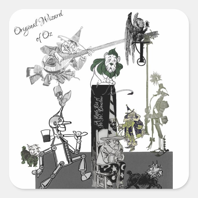 Sticker Carré W.W. Denslow Assistant original d'illustrations OZ (Devant)