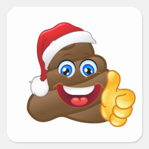 Sticker Carré Wacky brillant Père Noël Poop Emoji