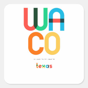Sticker Carré Waco Texas Mid Century, Pop Art,