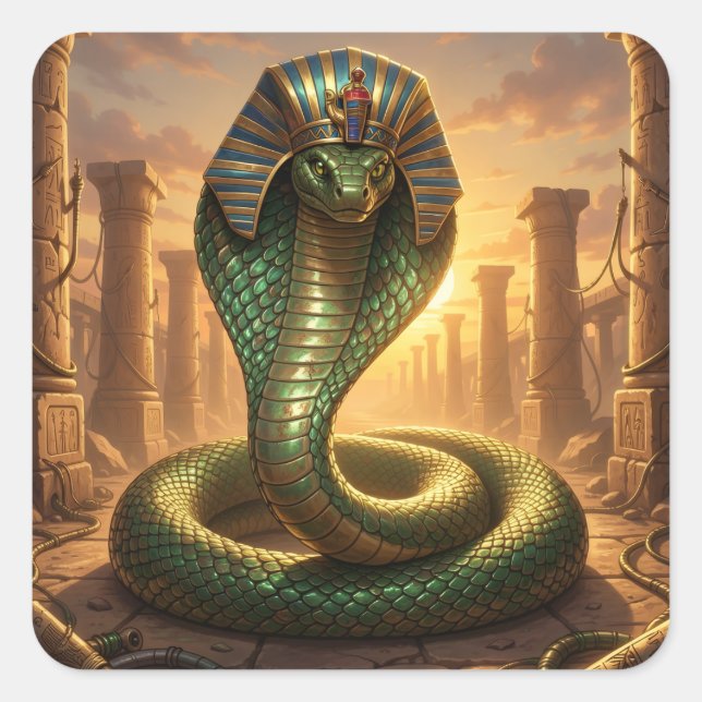 Sticker Carré Wadjet – Déesse serpent égyptienne (Devant)