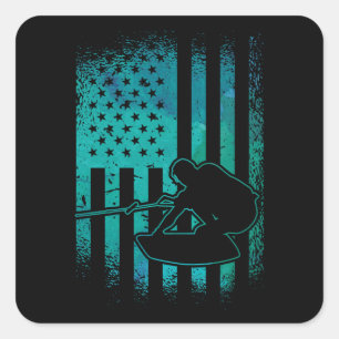 Sticker Carré Wakeboard American Flag Wakeboard Wakeboard