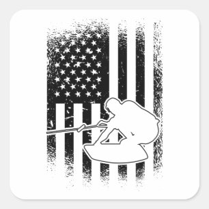 Sticker Carré Wakeboard American Flag Wakeboard Wakeboard Wakebo