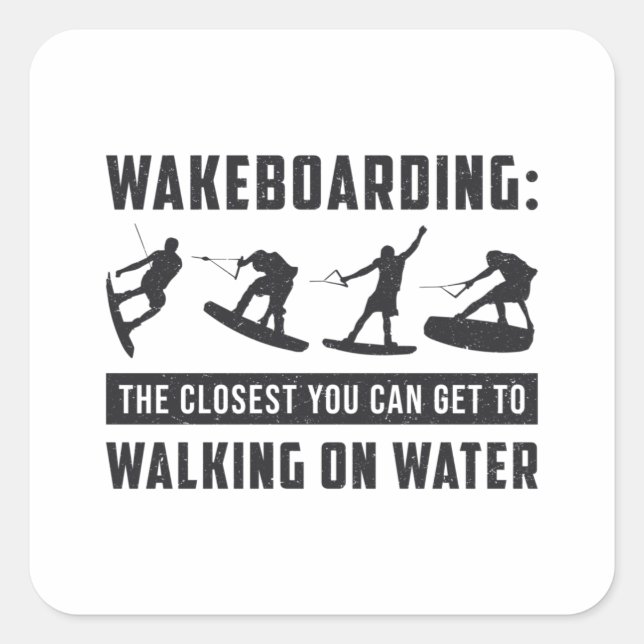 Sticker Carré Wakeboard Wakeboard Walking On Water Wake Wake (Devant)