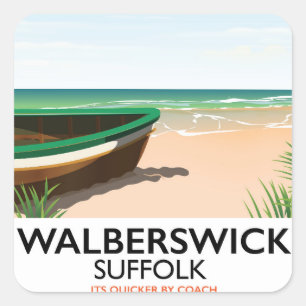 Sticker Carré walberswick suffolk affiche de voyage vintage