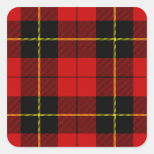 Sticker Carré Wallace tartan rouge noir plaid