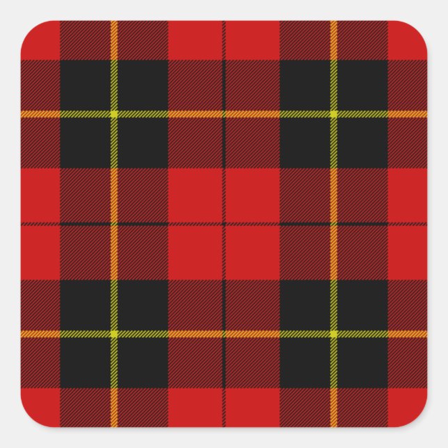 Sticker Carré Wallace tartan rouge noir plaid (Devant)