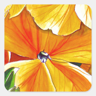 Sticker Carré Wallflower originale aquarelle art floral