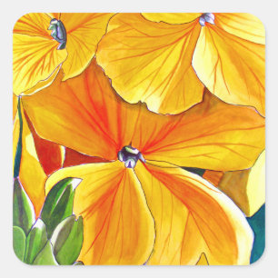 Sticker Carré Wallflower originale aquarelle art floral
