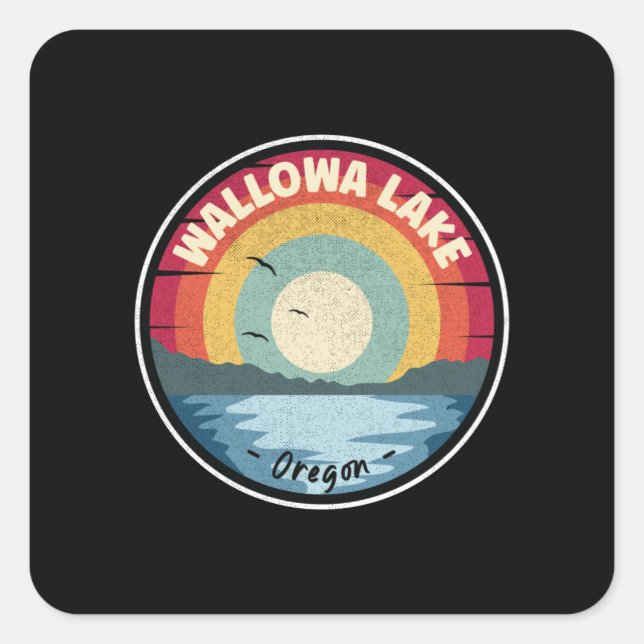 Sticker Carré Wallowa Lake Oregon, paysage coloré (Devant)