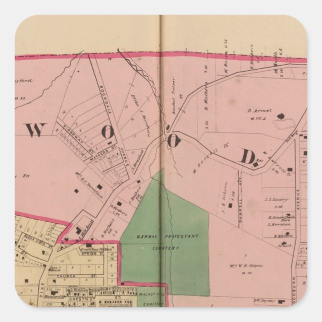 Sticker Carré Walnut Hills, Ohio (Devant)