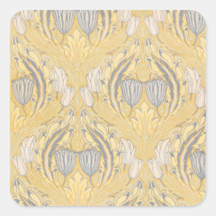 Sticker Carré Walter Crane Blue White Tulips & Acanthus