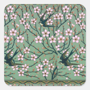 Sticker Carré Walter Crane - Mug Hirondelles et Fleurs d'Amandie