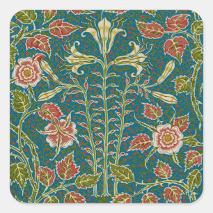 Sticker Carré Walter Crane Vintage Lily et Rose Floral