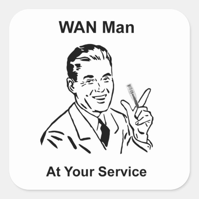 Sticker Carré WAN Man À Votre Service Retro Tech (Devant)