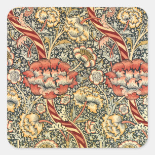 Sticker Carré Wandle par William Morris, textile ancien Beaux-Ar