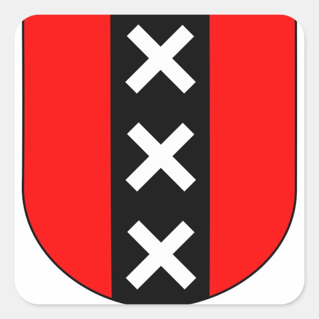 Sticker Carré Wapen Amsterdam, Pays-Bas (Devant)