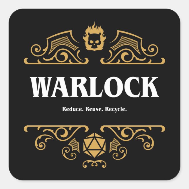 Sticker Carré Warlock, classe Tablet Jeu RPG (Devant)