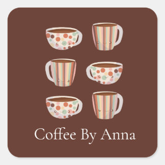 Sticker Carré Warm Circle Pattern On Cups Of Coffee