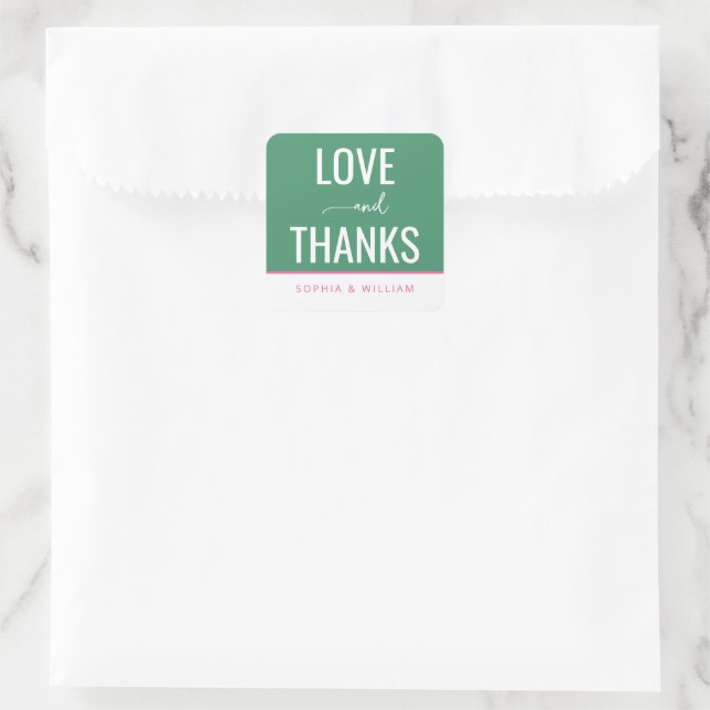 Sticker Carré Warm Green Typographic Greeting (Sac)
