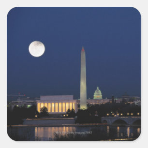Sticker Carré Washington DC à la nuit