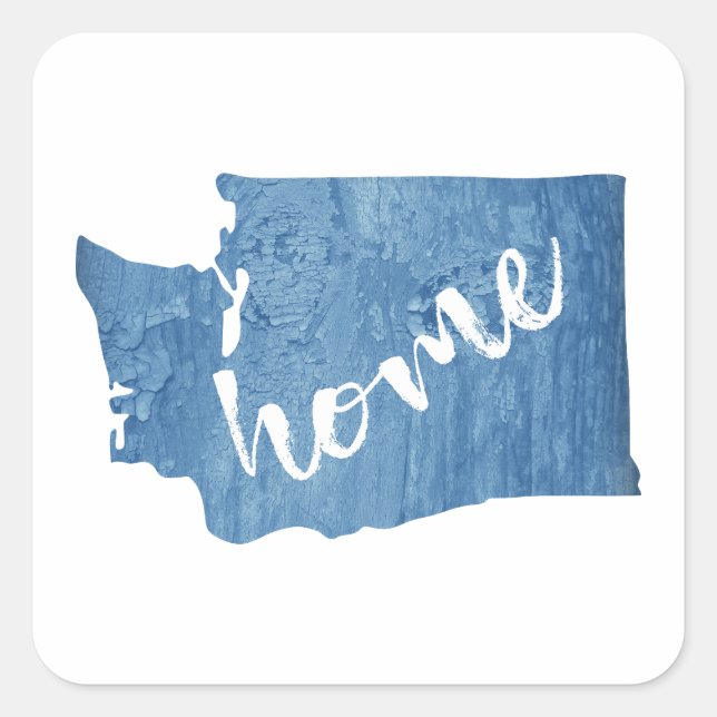 Sticker Carré Washington State Home Wood Grain (Devant)