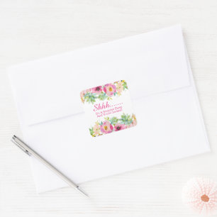 Sticker Carré Watercolor Floral Surprise Party