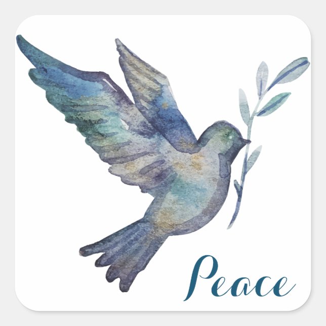 Sticker Carré Watercolor Peace Dove (Devant)