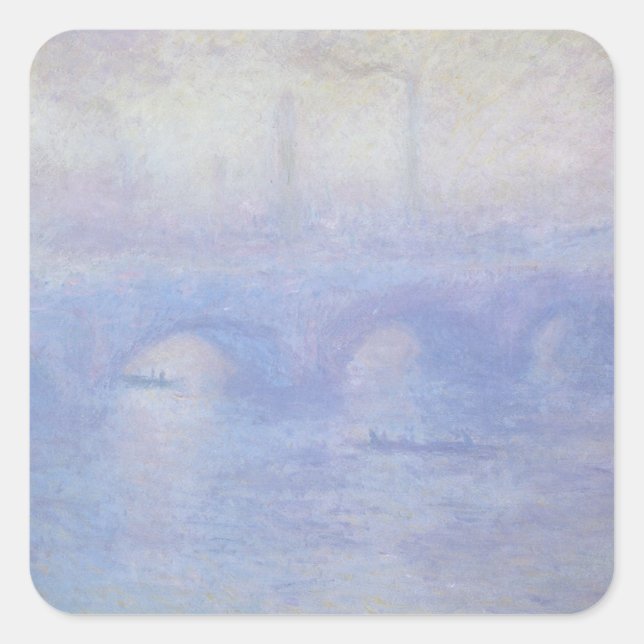 Sticker Carré Waterloo Bridge, effet de brouillard par Claude Mo (Devant)