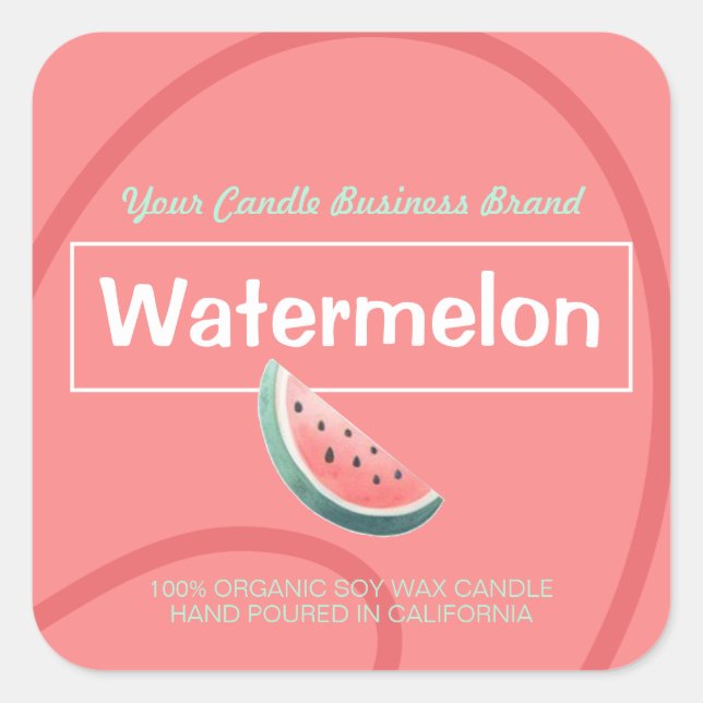 Sticker Carré Watermelon Cute Style Moderne Soy Chandelles Étiqu (Devant)