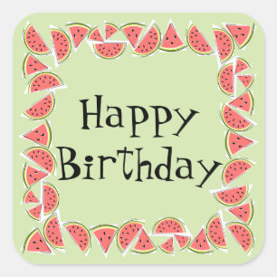 Sticker Carré Watermelon Green Pieces Carré Joyeux anniversaire