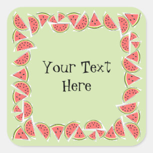 Sticker Carré Watermelon Green Pieces Texte Carré