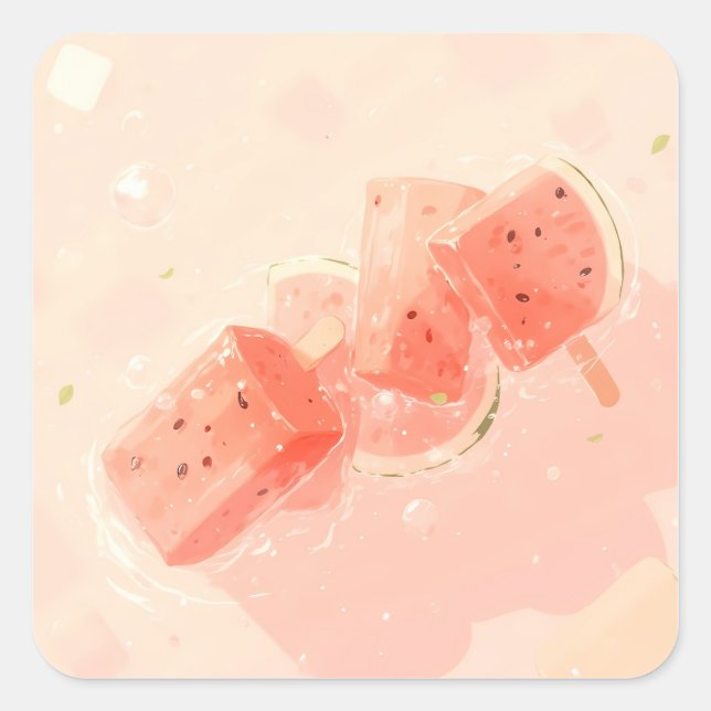 Sticker Carré Watermelon Popsicle (Devant)