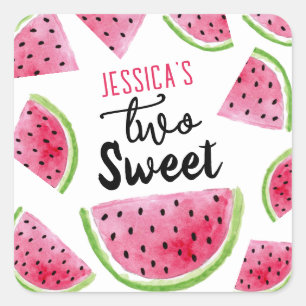 Sticker Carré Watermelon Two Sweet Birthday Party